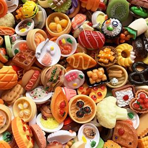 미니 음식 장난감 혼합 스타일 수지 음식 인형 주방 미니 음식 동상 DIY 액세서리 할로윈 크리스마스 선물