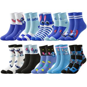 5 쌍 miniso 디즈니 멋진 만화 프린트 청소년을위한 남여 유행 양말 성인 귀여운 애니메이션 디자인 일일 streetwear 양말