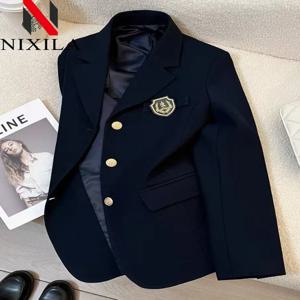 우아한 여성 빈티지 블레이저 한국 패션 봄 가을 사무실 재킷 럭셔리 여성 코트 스플 라이스 레이디 의류