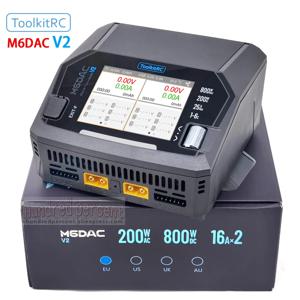 ToolkitRC M6DAC V2 듀얼 채널 스마트 Lipo 배터리 충전기 방전기 AC 200W DC 400WX2 16A 1-6S LiHV LiPo PD 65W 모델 자동차 드론 리튬이온 배터리 1S 2S 3S 4S 5S 6S 급속 충전