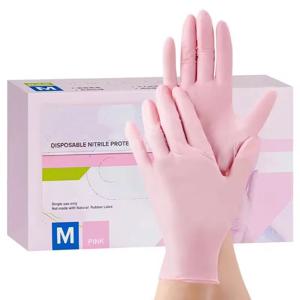 핑크 니트릴 일회용 장갑 3.5mil 라텍스 프리 가정용 청소 장갑 비멸균 주방 산업용 작업 및 안전 장갑