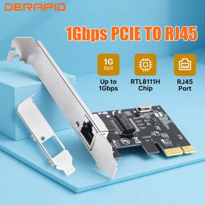 기가비트 이더넷 네트워크 카드 PCI-E-RJ45 데스크탑 PC용 RTL8111H 칩셋 PCIE 어댑터가 포함된 1000Mbps 유선 LAN 컨트롤러