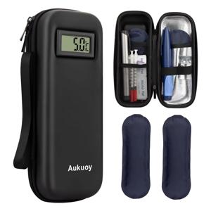 온도계 디스플레이가 있는 인슐린 쿨러 여행용 케이스 약물 당뇨병 쿨러 아이스 팩이 있는 냉장 의약품 정리 가방