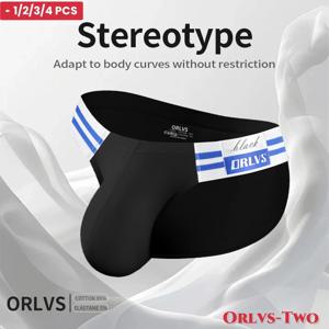 1/2/3/4 PCS 여름 핫 아이템 남자 팬티 높은 포크 삼각형 바지 코튼 원단 비키니 바다 파란색 줄무늬 탄성 밴드 속옷