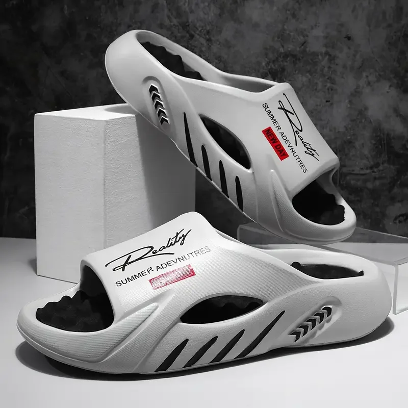 여름 남성 EVA 마사지 슬리퍼 실내 야외 하이킹 비치 캐주얼 신발 부드러운 바닥 편안한 슬리퍼 대형 48-49