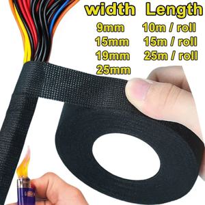 전기 테이프 자동차 배선 천 패브릭 테이프 9mm/15mm/19mm/25mm 접착 테이프 내열성 자동 하네스 케이블 주최자
