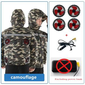 새로운 캐주얼 루즈 쿨링 전기 팬 에어컨 수트 남성 건설 현장 야외 작업복 4개 팬 쿨링 코트