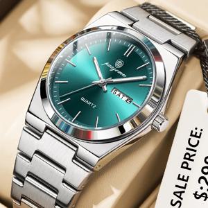 포에다가 패션 남성용 쿼츠 시계 스테인리스 스틸 방수 야광 남성 시계 크로노그래프 날짜 다기능 시계