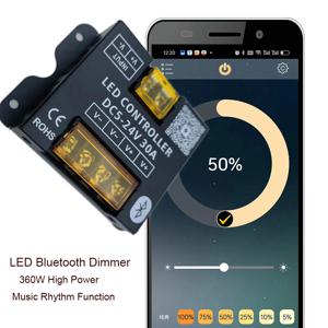 DC12-24V 30A 360W 휴대폰 앱 블루투스 연결 LED 스트립 컨트롤러 디머 RF 터치 리모컨 포함 LED 조명용