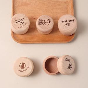 너도밤나무 아기 기념품 상자 – 첫 치아 및 탯줄 메모리 상자, 마일스톤 보물 상자