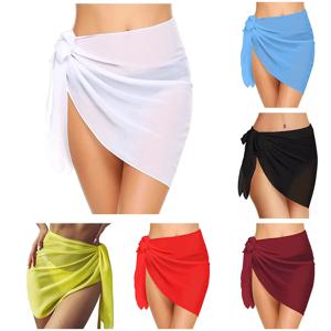 2025 Women Short Sarongs Swimsuit Coverups Beach Bikini Wrap Sheer- Short Skirt Swimsuit Summer Sun Protection Swimwear