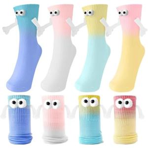 손을 잡는 자석 양말 재미있는 색상 만화 양말 여성 남성용 신기한 발렌타인 선물 커플 기념일 친구용