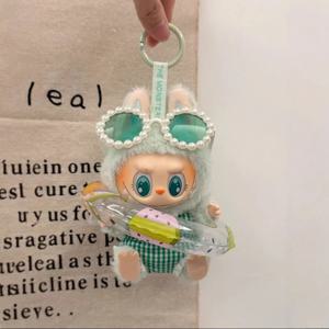 Labubu 수영복 수영 반지 안경 아기 옷 17cm 여름 미니 Labubu 특별히 만든 의류에 대한 수영복 휴가 세트