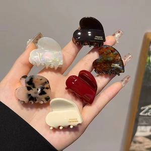 3.5cm 작은 머리 발톱 아세테이트 머리 게 귀여운 하트 모양의 헤어 클립 어린이 여성 소녀 헤어 액세서리 헤어핀 클립