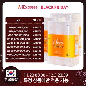 (1+1+1)내추럴데코30Mx30롤x3팩 (천연펄프+국내제조생산) 두루마리 휴지 화장지