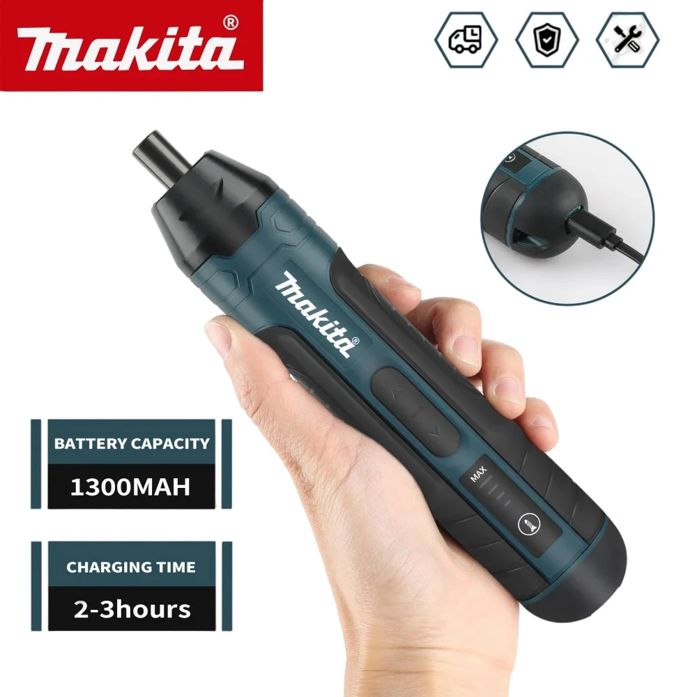 Makita 무선 전기 스크루 드라이버 1300mah 충전식 조정 전원 드릴 다기능 분해 토크 수리 도구