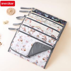 INSULAR 아기 기저귀 교환 쿠션 접이식 보관 가방 방수 어린이 빨 수있는 매트리스 어머니-유아 관리 제품