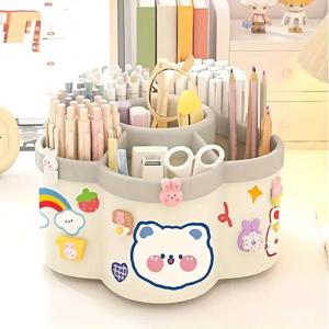 대용량 360 °   회전 펜 홀더 편지지 보관 상자 다중 사무용품을위한 다기능 데스크탑 주최자
