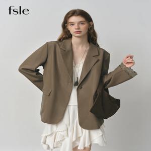 FSLE 디자인 민감한 프랑스 여성 레이스 트림 블레이저 2025 가을 새로운 도착 화이트 슈트 블레이저 25FS13092