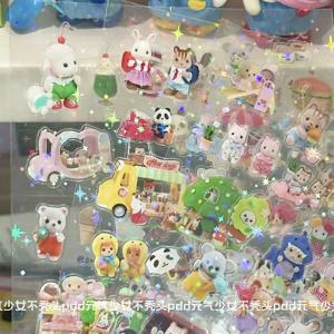 실바니안 가족 만화 방수 스티커 팩 귀여운 물병 노트북 스케이트 보드 스크랩북 애니메이션 액세서리