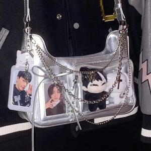 Y2K 귀여운 리본 이타백 소녀 투명 메신저 백 여성 패션 숄더 크로스백 여성 DIY 배지 토트백 로리타 핸드백