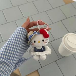 Sanrio Kawaii 헬로 키티 주변 장치 펜던트 인형 귀여운 패션 선글라스 Kt 고양이 키 체인 배낭 액세서리 크리스마스 선물