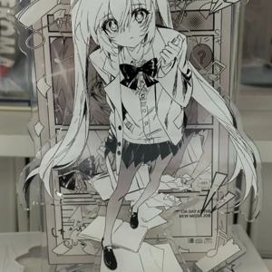 10cm 하츠네 미쿠 흑백 아크릴 스탠드 - 캠퍼스 장면 JK 유니폼 양면 데스크탑 장식품