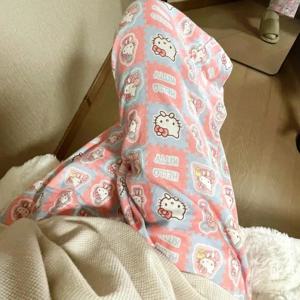 Sanrio 헬로 키티 파자마 바지 여성 봄 여름 바지 워크 바지 핑크 루즈 홈 잠옷 다목적 홈 바지 소녀 선물