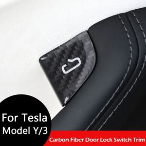 테슬라 모델 3 하이랜드 모델 Y 주니퍼 2025 카본 파이버 도어 잠금 스위치 트림 인테리어 호환 도어 오픈 버튼 스티커