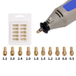10 개/대 드릴 척 어댑터 0.5mm-3.2mm Dremel 척 어댑터 용 미니 드릴 척 전원 회전 도구 용 마이크로 콜레트 황동