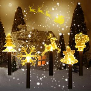 5개/팩 LED 크리스마스 태양광 스테이크 조명 야외 방수 정원 잔디 휴일 파티 산책로 파티오 장식용