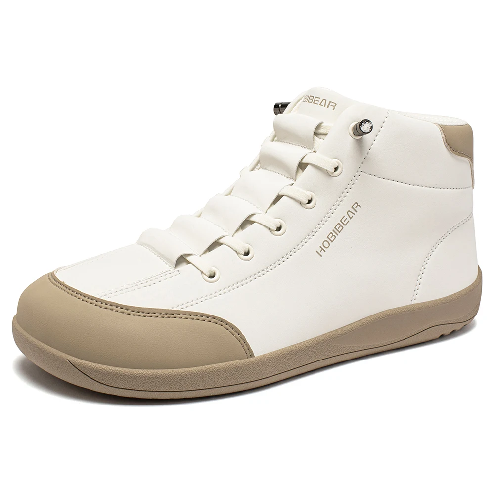 HOBIBEAR 미드탑 베어풋 슈즈 남성 여성 와이드 토 앵클 부츠 야외 미끄럼 방지 인조 가죽 신발
