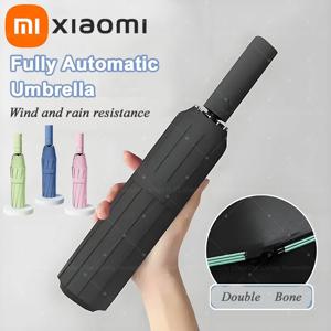 샤오미 24본 접이식 우산 완전 자동 SPF 50 UV 이중 뼈 보호 방수 강풍 저항 우산