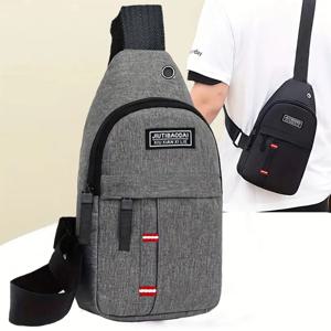 중성 스타일 남성용 기능성 가슴 가방, 출장에 적합합니다. 심플한 디자인, 나일론 소재로 제작, 크로스바디 스트랩 포함
