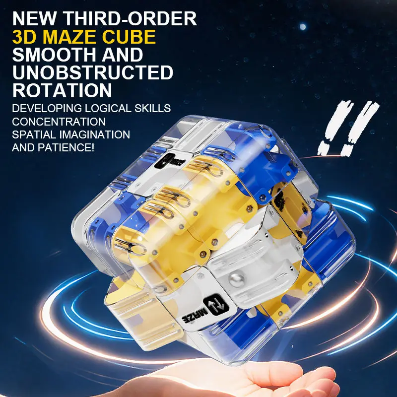 3D 미로 매직 큐브 육면 투명 퍼즐 스피드 큐브 큐브 미로 장난감 어린이 교육용 장난감 생일 파티 선물