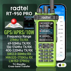 Radtel RT-950 PRO 그린 워키토키 AM/FM/SSB 수신기 GPS APRS 10W 블루투스 전화 프로그래밍 햄 라디오 RT-950PRO