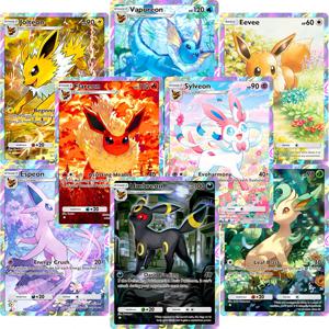 포켓 이브이 시리즈 세트 엄브레온 실브이언 리프이언 플레어이언 등 자체 제작 카드 에칭 텍스처 싱글즈 애니메이션 컬렉션 게임 카드