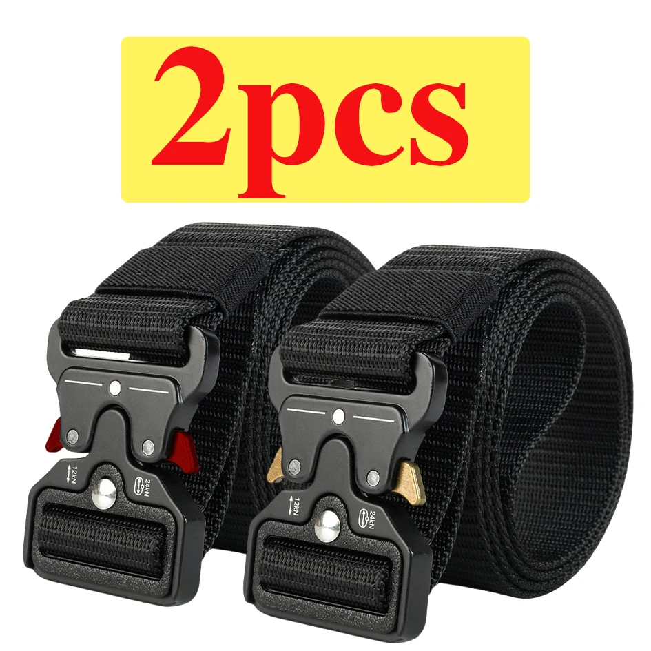 전술 벨트 남성용 다기능 군용 팬 캔버스 벨트 야외 인조 나일론 훈련 벨트 2개