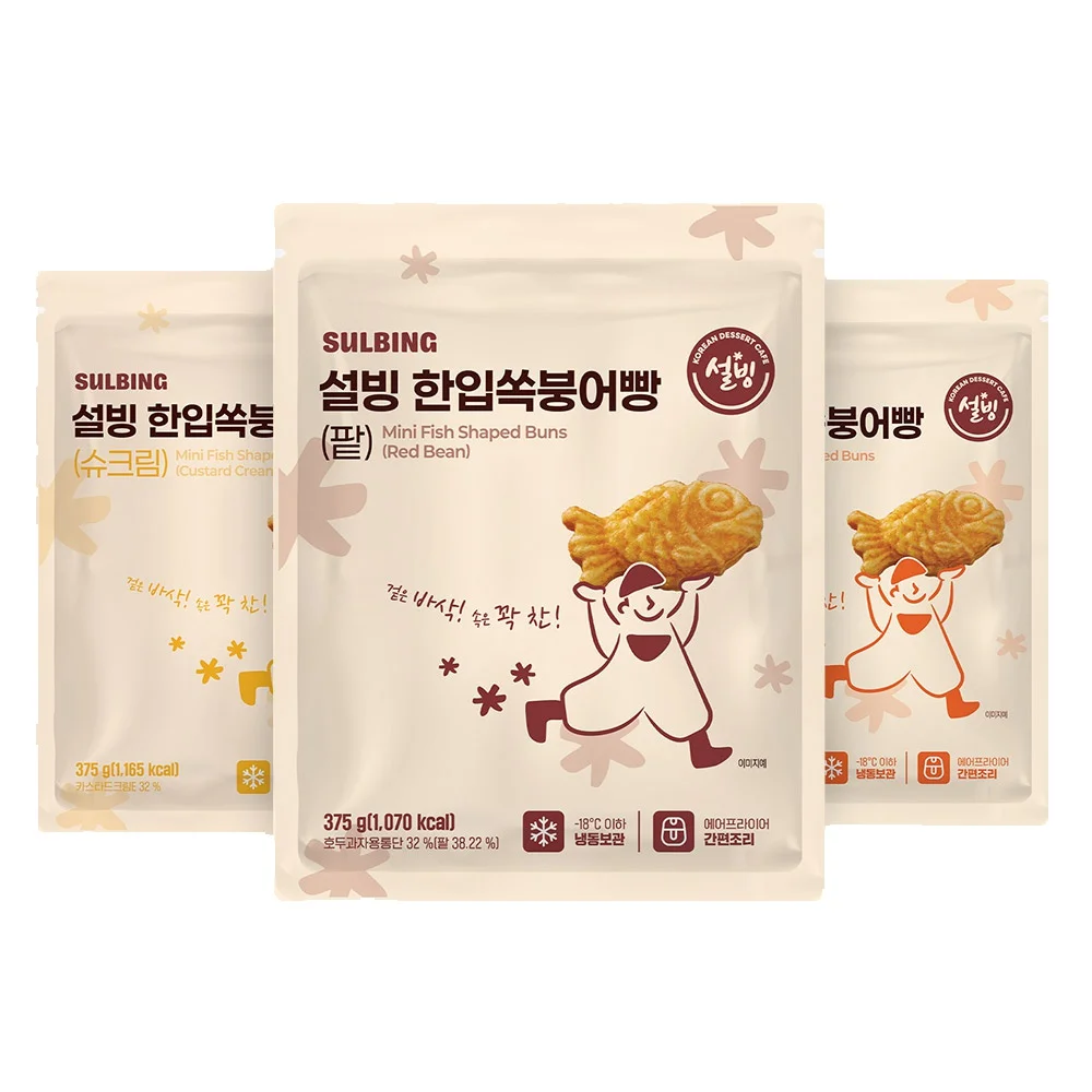 NEW 설빙 한입쏙 미니붕어빵 3종(팥,슈크림,피자) 골라담기, 375g