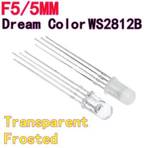 100PCS 고휘도 WS2812B 스루홀 LED 비드 F5 RGB 내장 IC 5V 프로그래밍 가능 5mm 드림 컬러 풀 컬러 투명