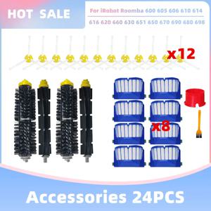 iRobot Roomba 600 시리즈 605 614 620 660 630 631 650 651 655 660 671 680 691 692 694 697 698 585 595 호환용 교체 부품 액세서리 메인 롤러 측면 브러시 HEPA 필터
