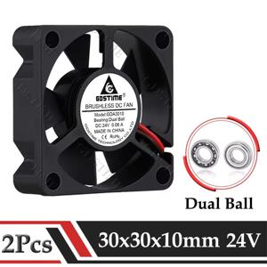 2 Pcs Gdstime DC 24V 팬 30MMx10MM 듀얼 볼 베어링 브러시리스 자동차 램프 냉각 팬 30mm 마이크로 팬 3010 오디오 냉각 팬