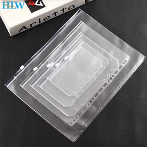 4PCS 편리한 투명 PVC A7 A6 A5 B5 A4 바인더 포켓 6 링 노트북 바인더 파일 보고서 바인더 용 지퍼 폴더 지우기