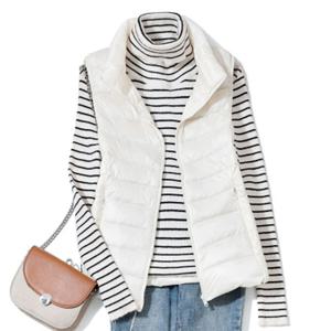 브랜드 여성용 초경량 다운 조끼, 경량 방수 민소매 화이트 덕 다운, 슬림 질렛