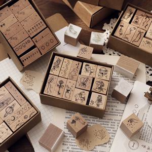 제니 한자 번호 우주 꽃 주간 나무 고무 스탬프 스크랩북 데코 DIY 공예 표준 나무 우표