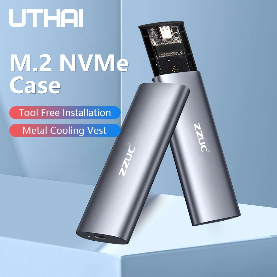 UTHAI M.6 하드 디스크 박스 3.1 듀얼 프로토콜 NVME/NGFF SATA SSD Type-C 3.1 디스크 도구 무료 M.2 SSD 케이스 내장 금속 방열판