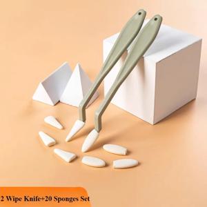2 아트 스케치 닦아 칼 + 20pcs 빨 수있는 브러시 스폰지 하이라이트 아티스트 수정 세부 지우개 펜 스케치 청소 도구 그리기