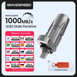 MOVESPEED 1000 메가바이트/초 솔리드 스테이트 펜 드라이브 USB3.2 Gen 2 유형 C 플래시 드라이브 PC 스마트폰 태블릿용 1TB 512GB 256GB 128GB Pendrive