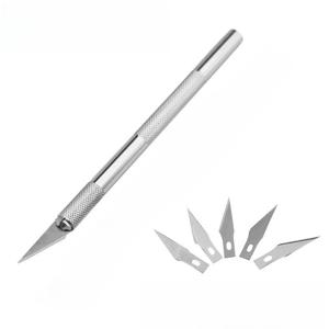 Malathorne 탁구 고무 커터 나이프 알루미늄 합금 핸들 및 고무 시트 절단 용 5 블레이드, 라켓 DIY 도구