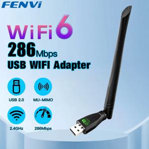 FENVI WIFI 6 USB 어댑터 AX286 네트워크 카드 동글 2.4GHz 802.11AX 안테나 신호 수신 노트북 윈도우 10 11 드라이버 무료